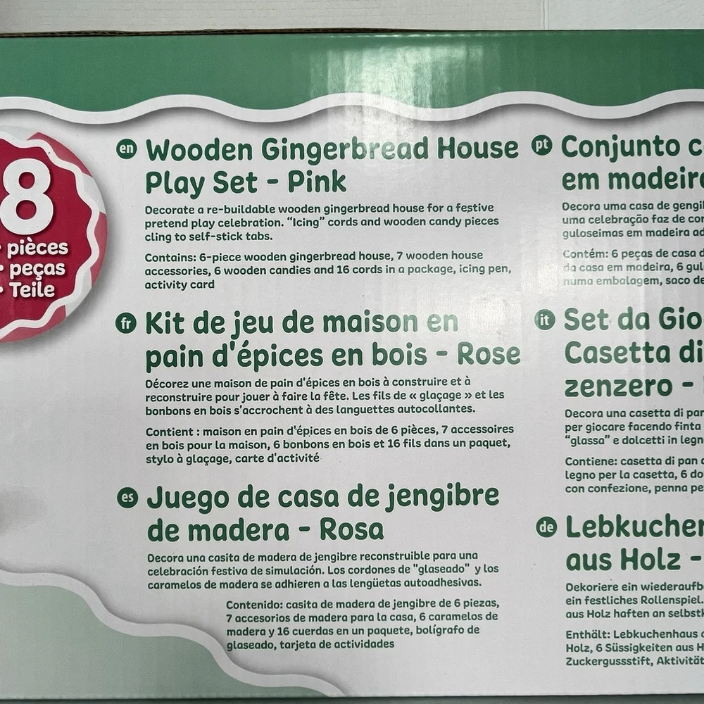 GINGERBREAD HOUSE PLAYSET- PINK Melissa & Doug - Wooden 38 Pieces CHRISTMAS 2025